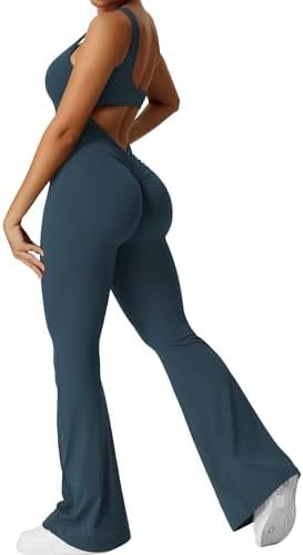 Women Sleeveless Flare Jumpsuit | High-Elasticity Fitness & Yoga Long Pants – Stylish Comfortable Activewear