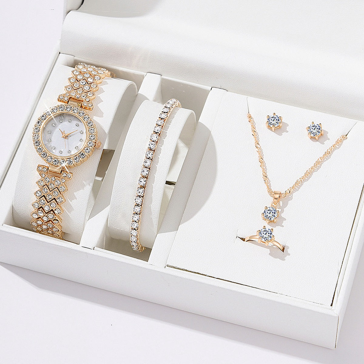 Luxury Women Watch Jewelry Set | Fashion Watch, Necklace, Earrings & Bracelet Gift Set for Ladies