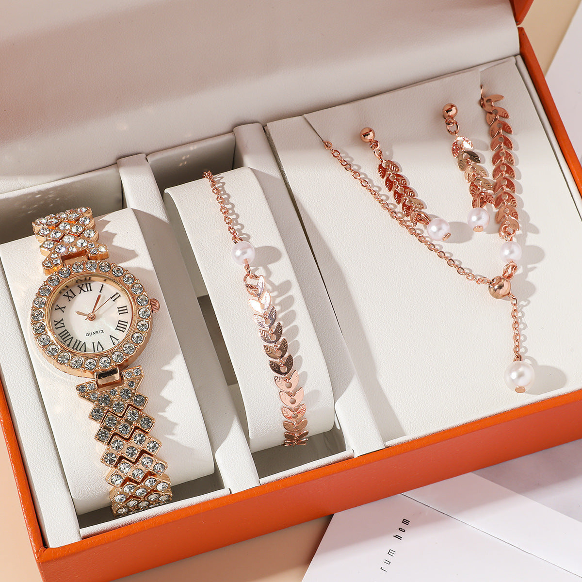 Luxury Women Watch Jewelry Set | Fashion Watch, Necklace, Earrings & Bracelet Gift Set for Ladies