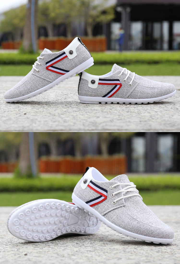 Men’s Casual Canvas Shoes | Round Toe Low Heel Leisure Sneakers with Color Stitching & Totem Design
