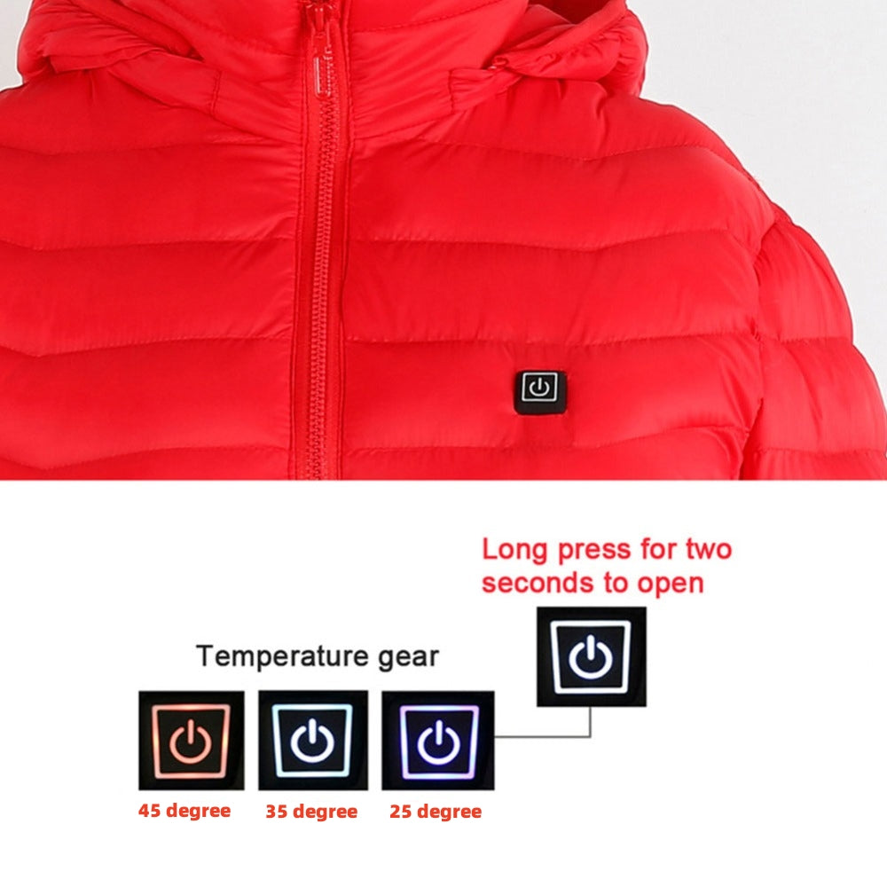Winter Heated Jacket USB Electric Cotton Coat | Men’s Thermal Zip-up Heated Vest with Removable Hood – Warm Winter Coat
