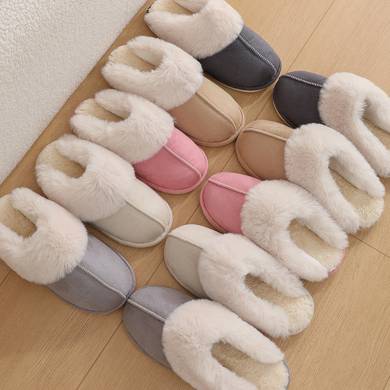 Winter Warm Plush Home Slippers Women | Soft Indoor Fur Lined Cotton Shoes – Comfy Non-Slip Bedroom & House Slippers
