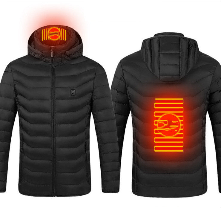 Winter Heated Jacket USB Electric Cotton Coat | Men’s Thermal Zip-up Heated Vest with Removable Hood – Warm Winter Coat