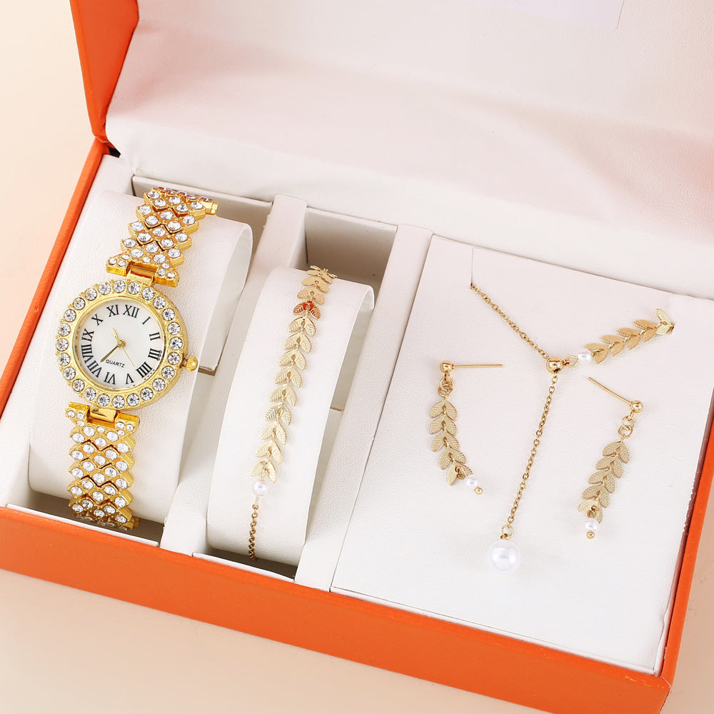 Luxury Women Watch Jewelry Set | Fashion Watch, Necklace, Earrings & Bracelet Gift Set for Ladies