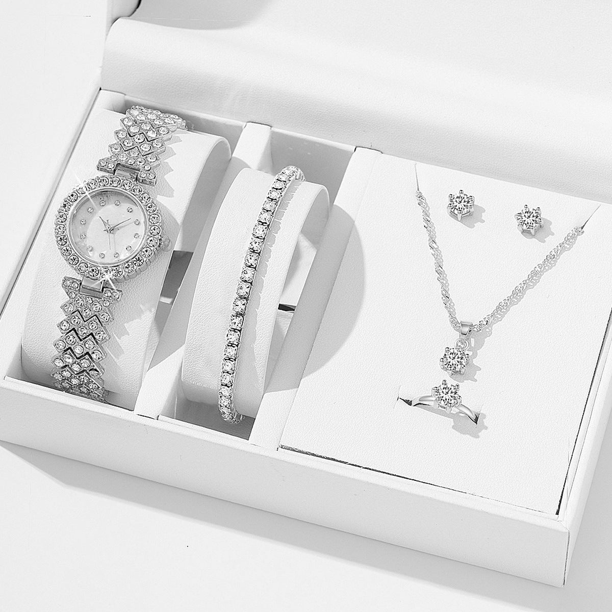 Luxury Women Watch Jewelry Set | Fashion Watch, Necklace, Earrings & Bracelet Gift Set for Ladies