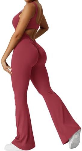 Women Sleeveless Flare Jumpsuit | High-Elasticity Fitness & Yoga Long Pants – Stylish Comfortable Activewear