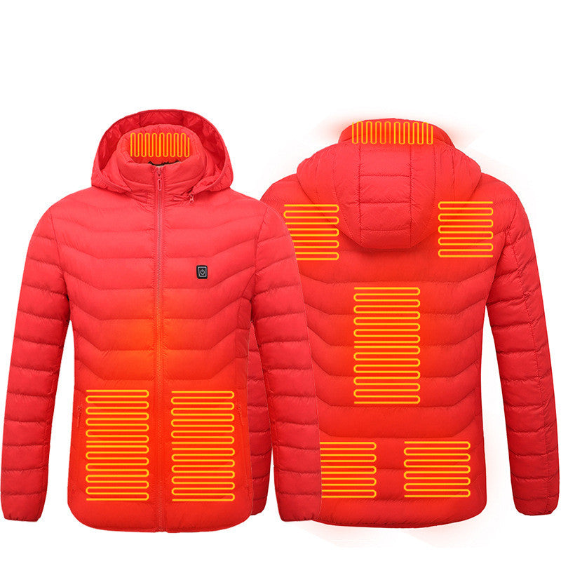 Winter Heated Jacket USB Electric Cotton Coat | Men’s Thermal Zip-up Heated Vest with Removable Hood – Warm Winter Coat