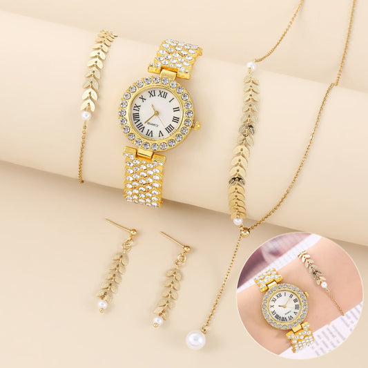 Luxury Women Watch Jewelry Set | Fashion Watch, Necklace, Earrings & Bracelet Gift Set for Ladies