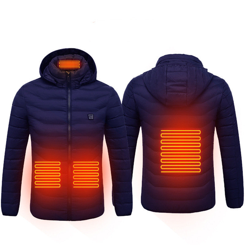 Winter Heated Jacket USB Electric Cotton Coat | Men’s Thermal Zip-up Heated Vest with Removable Hood – Warm Winter Coat
