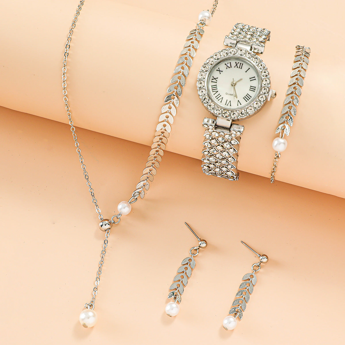 Luxury Women Watch Jewelry Set | Fashion Watch, Necklace, Earrings & Bracelet Gift Set for Ladies