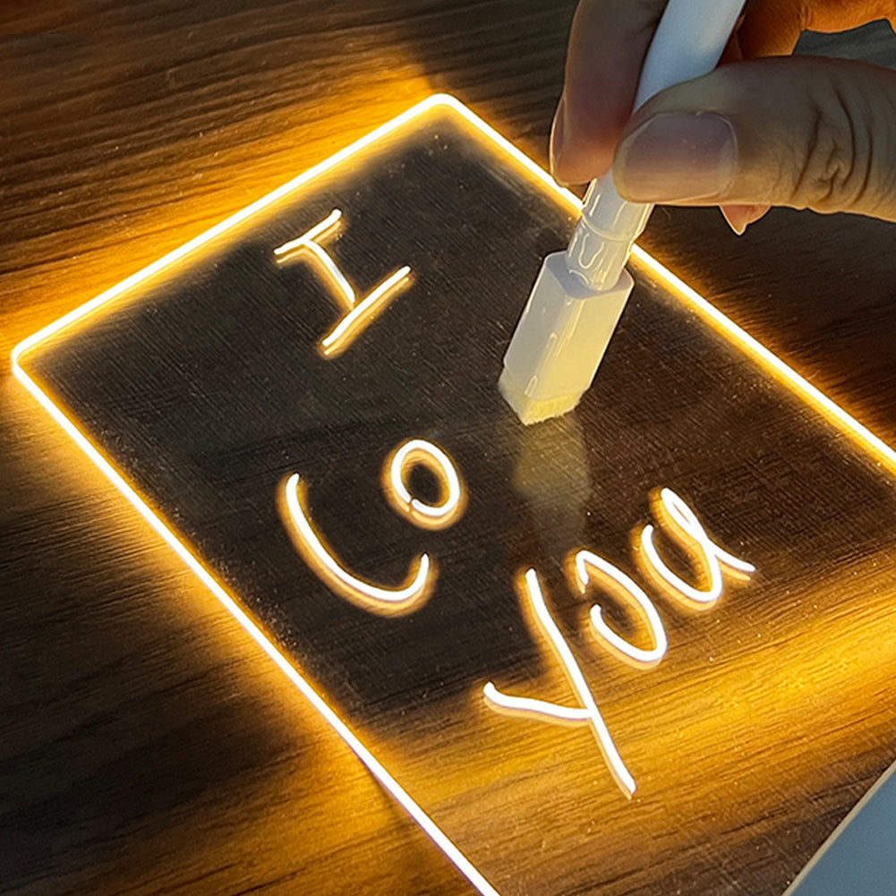 Creative USB LED Message Board Lamp | Transparent Acrylic Night Light with Free Pen for Home & Desk Decoration