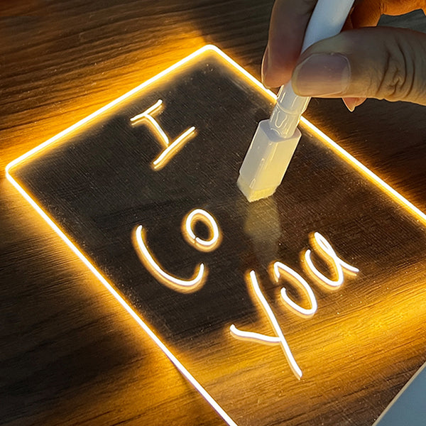 Creative USB LED Message Board Lamp | Transparent Acrylic Night Light with Free Pen for Home & Desk Decoration