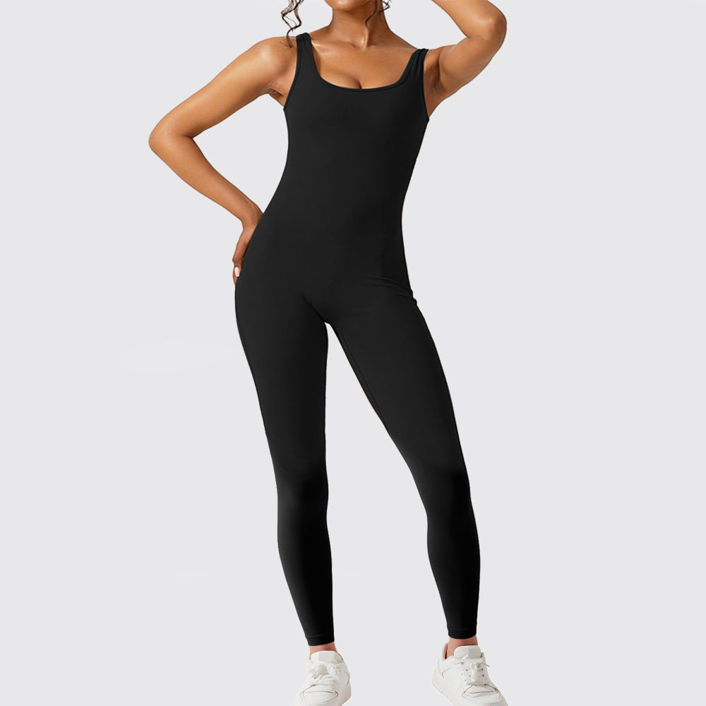 Women Sleeveless Flare Jumpsuit | High-Elasticity Fitness & Yoga Long Pants – Stylish Comfortable Activewear
