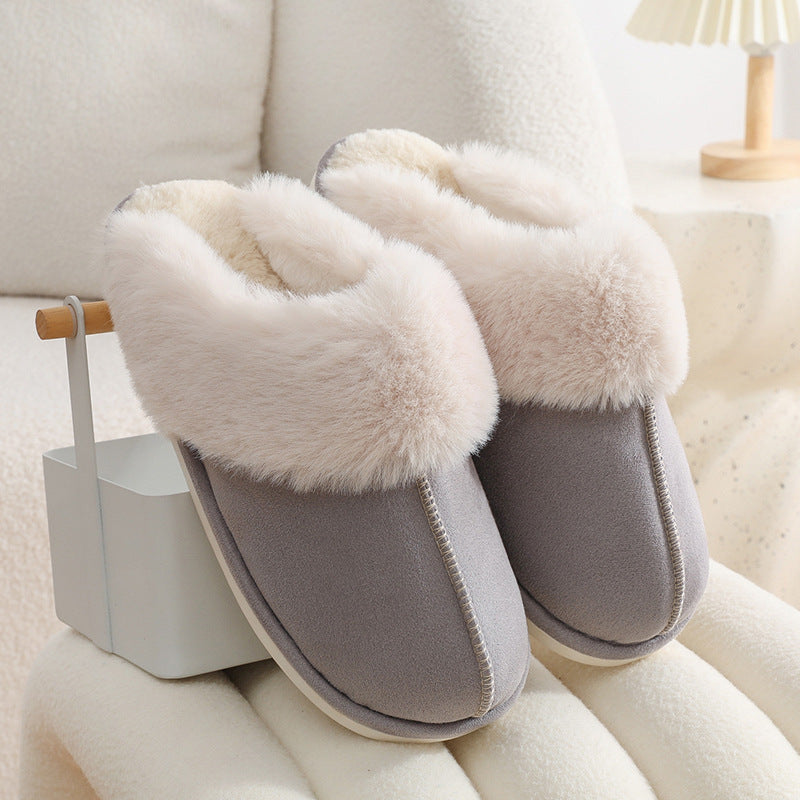 Winter Warm Plush Home Slippers Women | Soft Indoor Fur Lined Cotton Shoes – Comfy Non-Slip Bedroom & House Slippers