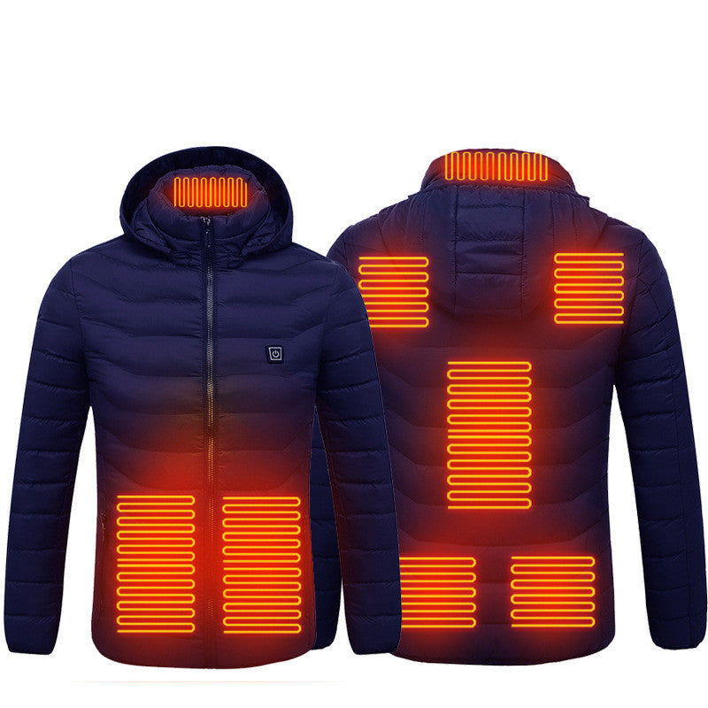 Winter Heated Jacket USB Electric Cotton Coat | Men’s Thermal Zip-up Heated Vest with Removable Hood – Warm Winter Coat