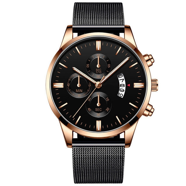 Men Casual Quartz Wrist Watch | Stainless Steel Analog Fashion Watch for Daily Wear