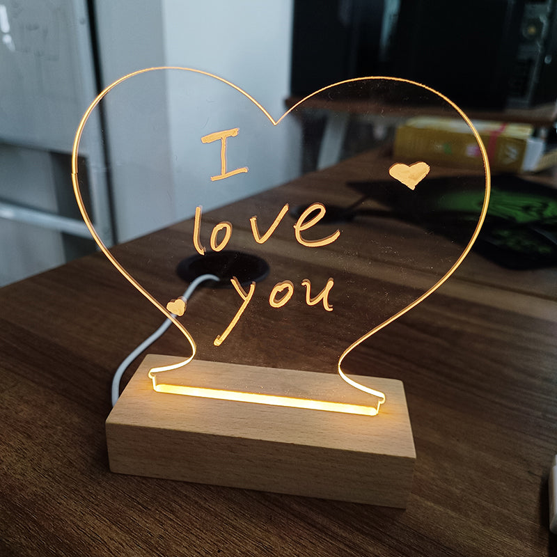 Creative USB LED Message Board Lamp | Transparent Acrylic Night Light with Free Pen for Home & Desk Decoration
