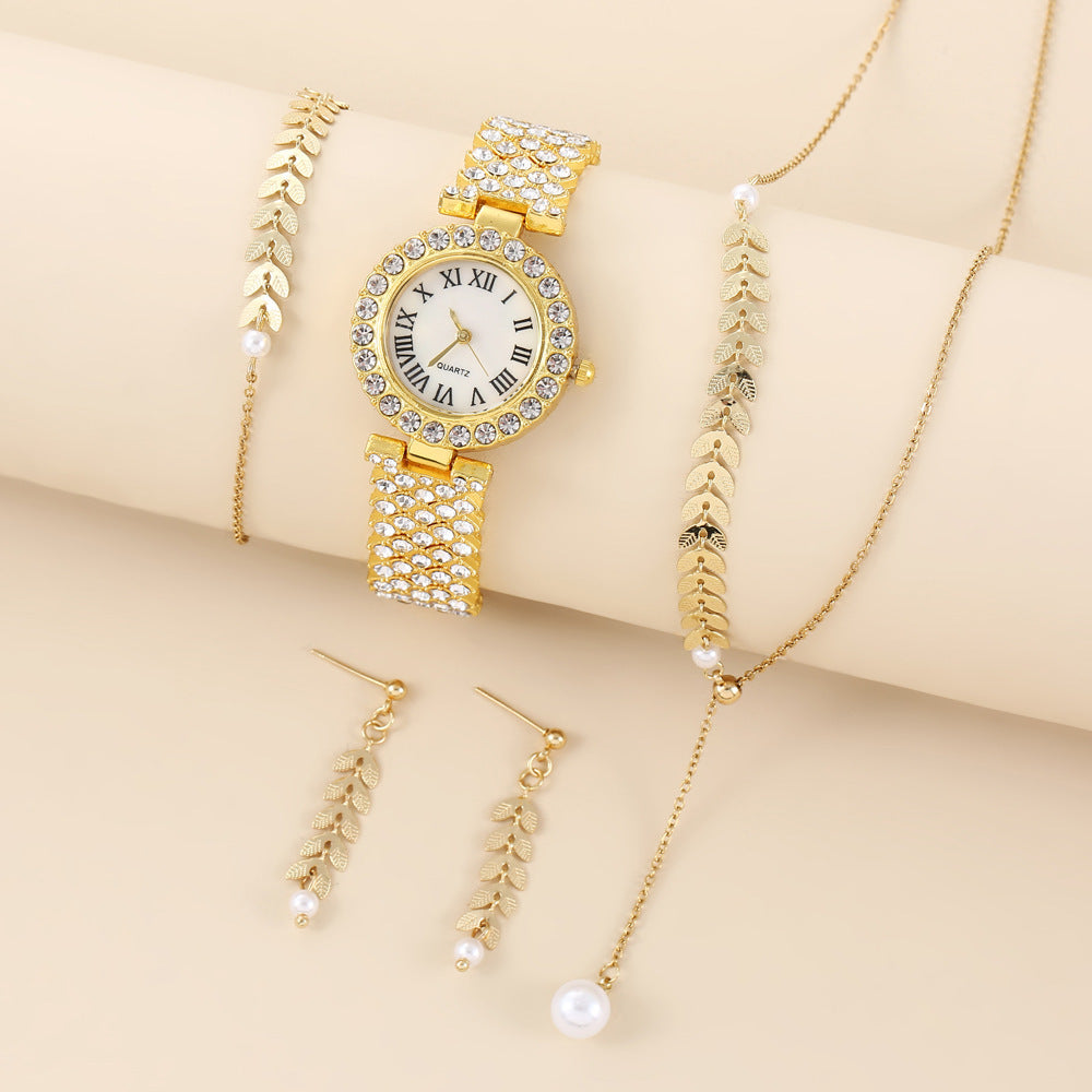Luxury Women Watch Jewelry Set | Fashion Watch, Necklace, Earrings & Bracelet Gift Set for Ladies