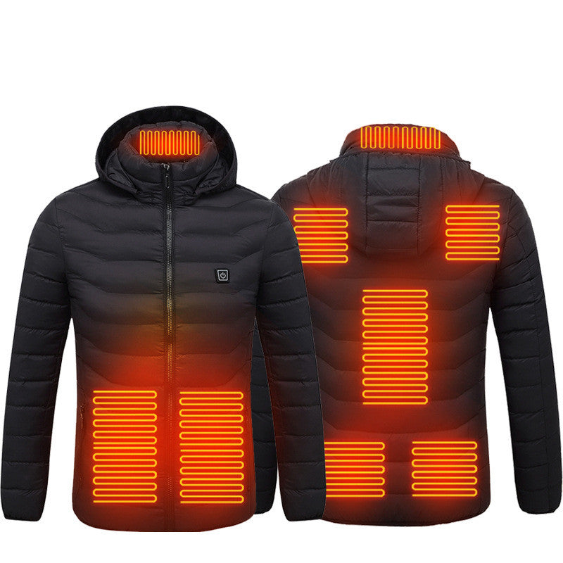 Winter Heated Jacket USB Electric Cotton Coat | Men’s Thermal Zip-up Heated Vest with Removable Hood – Warm Winter Coat