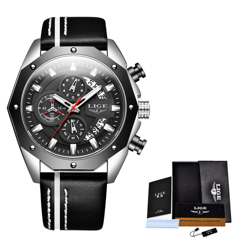LIGE LG8908 Men Sports Watch | Quartz Waterproof Silicone Strap Analog Watch with Luminous & Calendar