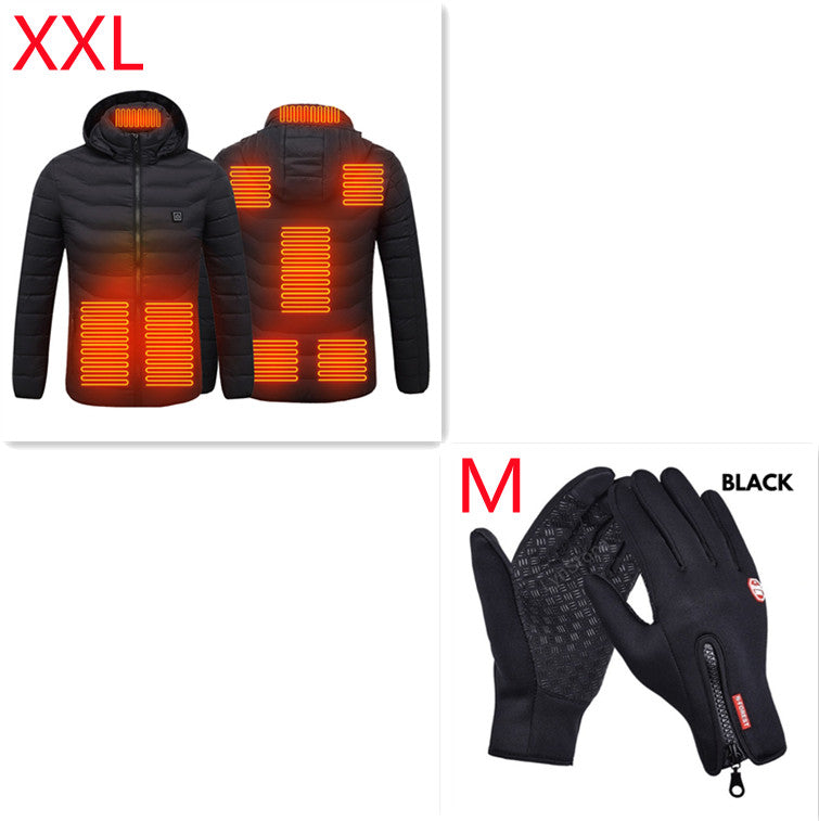 Winter Heated Jacket USB Electric Cotton Coat | Men’s Thermal Zip-up Heated Vest with Removable Hood – Warm Winter Coat